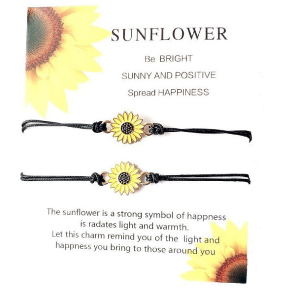 合金可调节编织手链 向日葵太阳花雏菊手链现货 - 图片 8