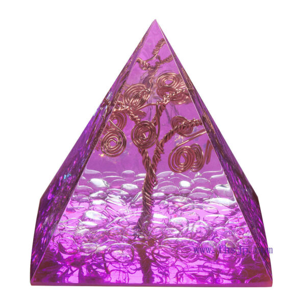 天然水晶能量金字塔铜线绕生命树树脂摆件 家居桌面 能量发生器 饰品 - 图片 7