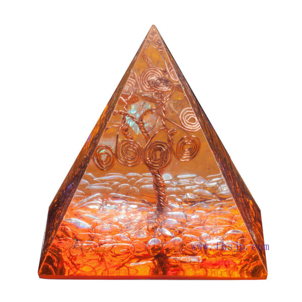 天然水晶能量金字塔铜线绕生命树树脂摆件 家居桌面 能量发生器 饰品 - 图片 10