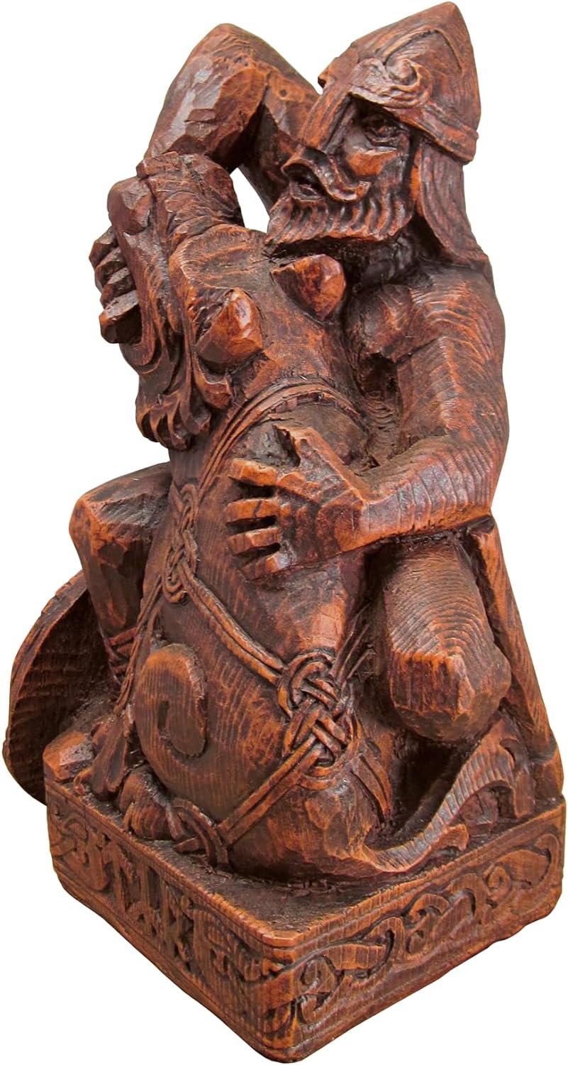 挪威神Tyr雕像木饰面棕色 挪威神Tyr雕像木饰面棕色 - 图片 3