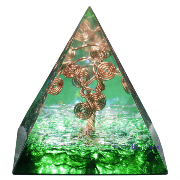 天然水晶能量金字塔铜线绕生命树树脂摆件 家居桌面 能量发生器 饰品 - 图片 6