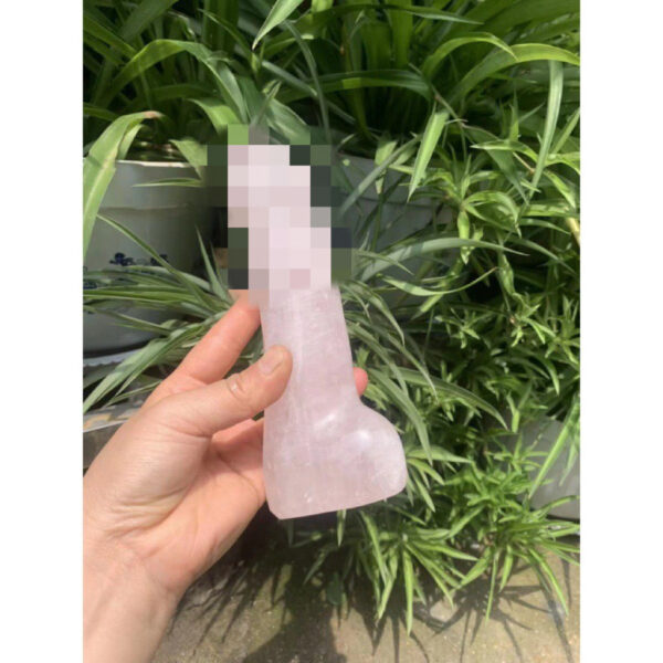 天然粉晶雕刻原石打磨水晶按摩棒 - 图片 3