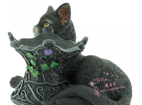 *进口宇宙女巫的猫黑色水晶球架 女巫的可爱伴侣 女巫增强水晶能量 - 图片 2