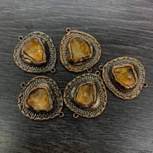 天然能量水晶 复古风个性爱心紫晶黄水晶原矿吊坠新品爆款灵气师手工