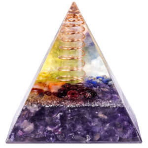 天然水晶能量金字塔铜线绕线水晶碎石摆件冥想能量塔 能量发生器 摆件