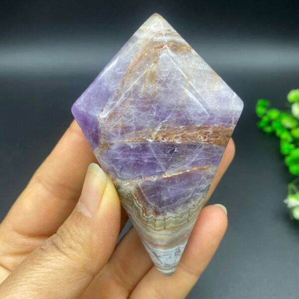 天然紫玛瑙菱形创意摆件水晶小摆件桌面摆件手工雕刻件装饰 - 图片 4