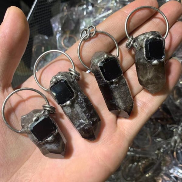 天然能量水晶 复古风个性茶水晶吊坠纯手工包边电镀  产品灵气师手工 - 图片 3