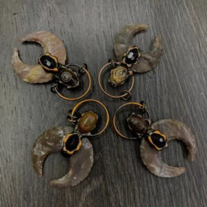 天然能量水晶 复古风个性印度玛瑙原石月牙吊坠  产品灵气师手工