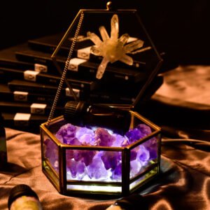 天然水晶扩香石装饰灯 晶石DIY创意家居摆件 能量灵石安神助眠