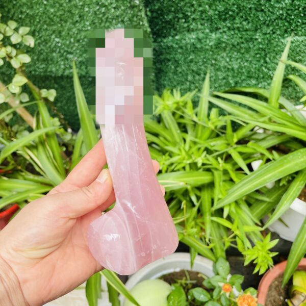 天然粉水晶雕刻原石打磨水晶按摩棒 - 图片 5