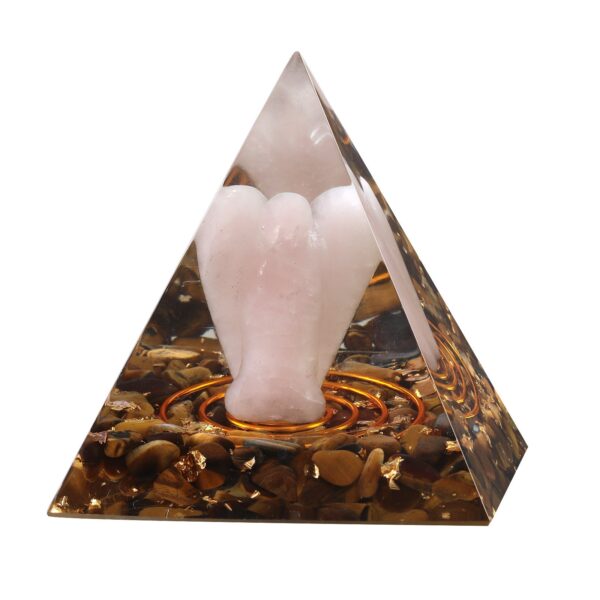 天然粉晶雕刻天使水晶能量金字塔 水晶碎石能量凝聚冥想 能量发生器 - 图片 7
