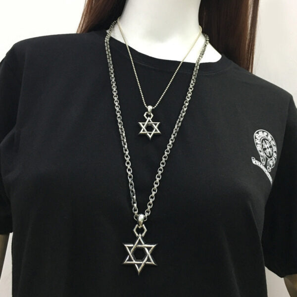 六芒星项链男女925纯银吊坠 - 图片 4