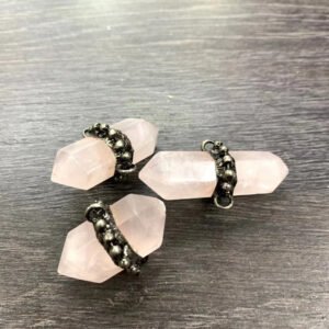 天然能量水晶原创设计天然水晶六角柱吊坠复古风电镀古铜古银灵气师手工