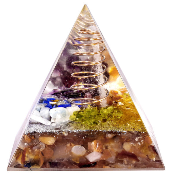 天然水晶能量金字塔铜线绕线水晶碎石摆件冥想能量塔 能量发生器 摆件 - 图片 7