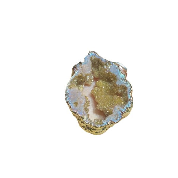 天然能量水晶 天然水晶晶牙电镀香槟色招财聚宝转运包金边灵气师手工 - 图片 5