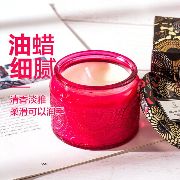 仪式许愿现货日式爆款浮雕杯 浪漫祈祷 香薰蜡烛 - 图片 3