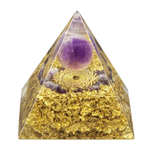 天然水晶圆珠浮空造型 树脂金字塔水晶碎石能量摆件冥想 能量发生器 - 图片 6