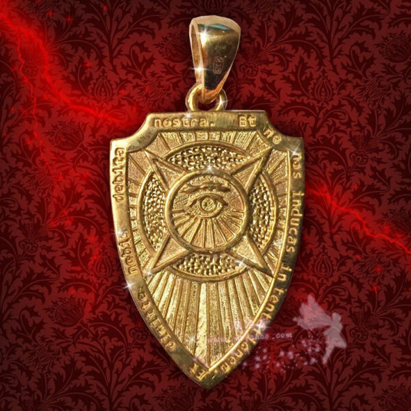 *进口 护身符盾牌--天使长迈克尔镀金护身符魔法吊坠 纯银镀金 - 图片 5