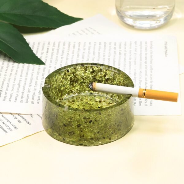 树脂混能量水晶碎石圆形烟灰缸收纳盒客厅办公室桌面水晶创意摆件 - 图片 3