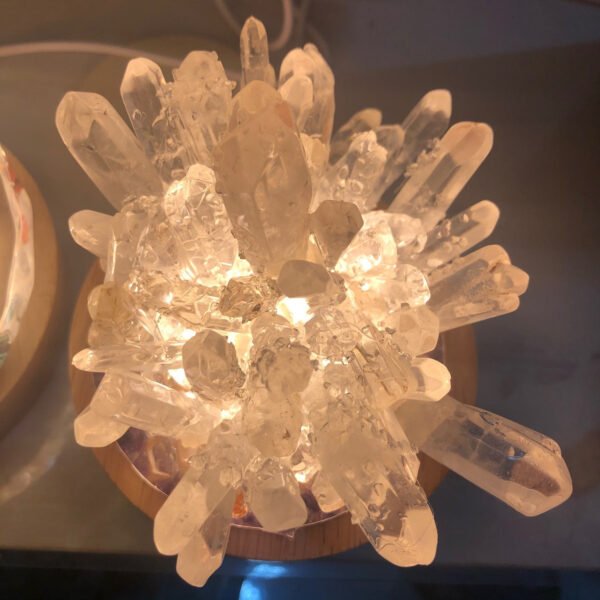 天然白水晶柱手工制作晶簇小夜灯 - 图片 2