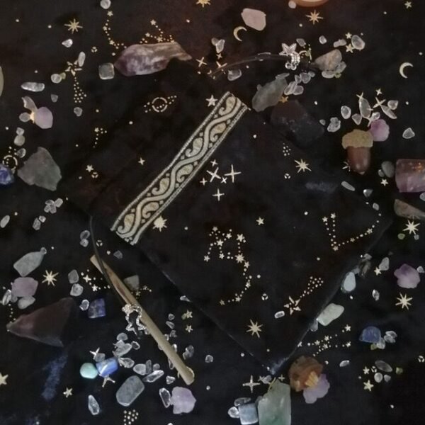 塔罗占卜系列~新款 女巫星座能量水晶收纳袋星星月亮高档丽丝长绒毛塔罗绒布袋 - 图片 2
