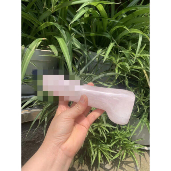 天然粉晶雕刻原石打磨水晶按摩棒 - 图片 2