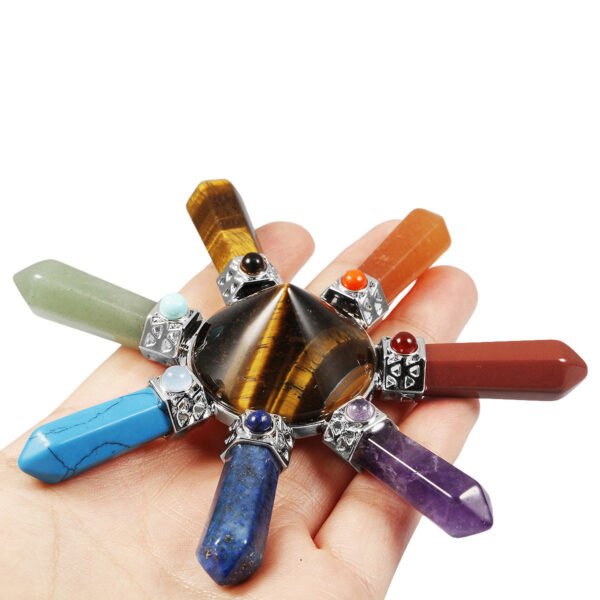 天然水晶圆锥塔状 能量发生器  石头切面六角柱环绕 能量发生器 摆件 - 图片 3