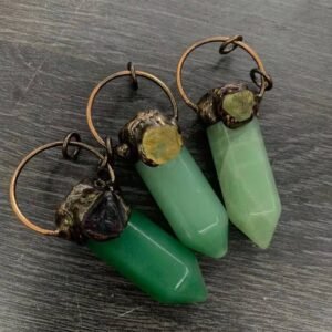 天然能量水晶 天然石绿东陵六角柱铜包边复古电镀灵气师手工