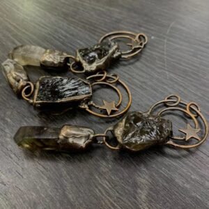 天然能量水晶 复古风个性茶水晶吊坠纯手工包边电镀  产品灵气师手工