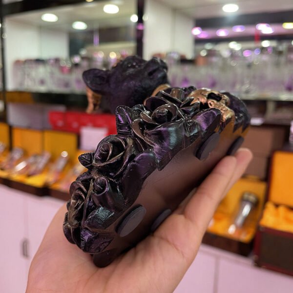 五芒星羊角猫骷髅黑猫树脂球摆件水晶球底座摆件 - 图片 3