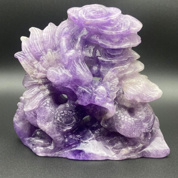 天然紫水晶龙雕刻件摆件桌面摆件装饰水晶摆件直播专供 - 图片 2