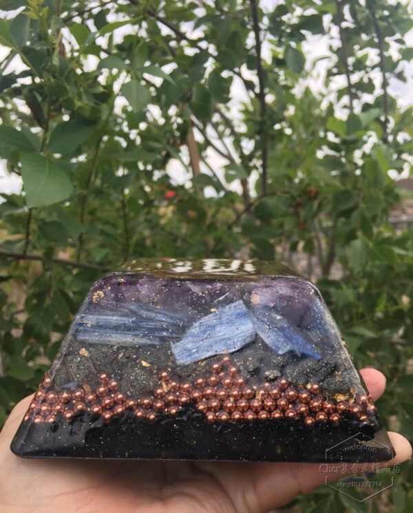 正品 进口灵气师玛雅奥格尼金字塔 18k Shri Yantra充能金字塔紫晶蓝石 - 图片 4