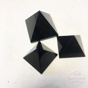 天然黑曜石金字塔 水晶摆件办公桌工艺品礼品盒套装