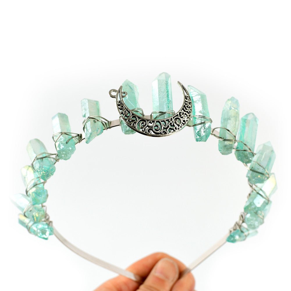 新款欧美风水晶皇冠头饰 天然石头灰色发饰 女巫风人工发箍 仪式工具 新款欧美风水晶皇冠头饰 天然石头灰色发饰 女巫风人工发箍 仪式工具 - 图片 5