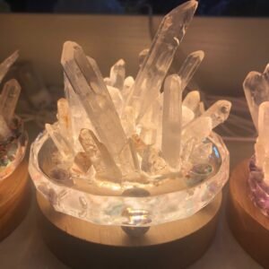 天然白水晶柱手工制作晶簇小夜灯