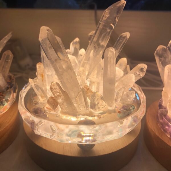 天然白水晶柱手工制作晶簇小夜灯