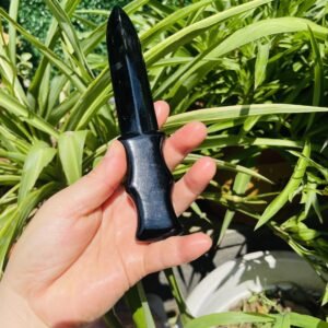 天然黑曜石水晶雕刻匕首 家居办公装饰摆件供应
