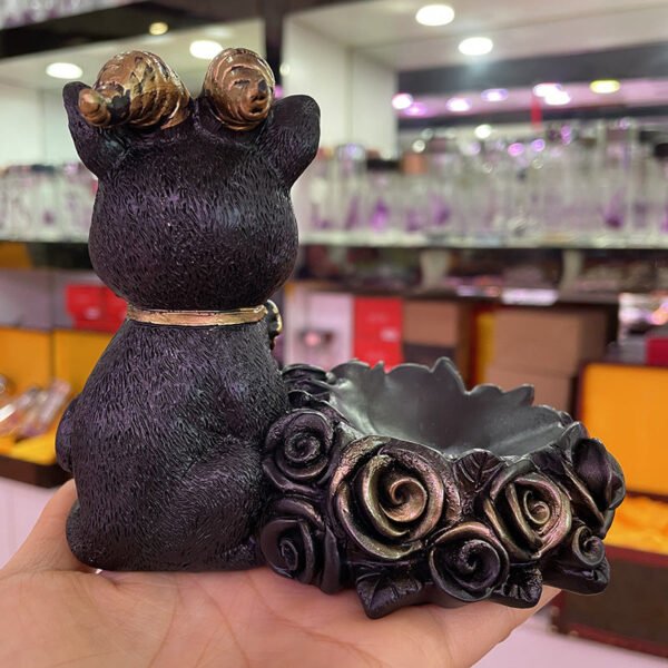 五芒星羊角猫骷髅黑猫树脂球摆件水晶球底座摆件 - 图片 4