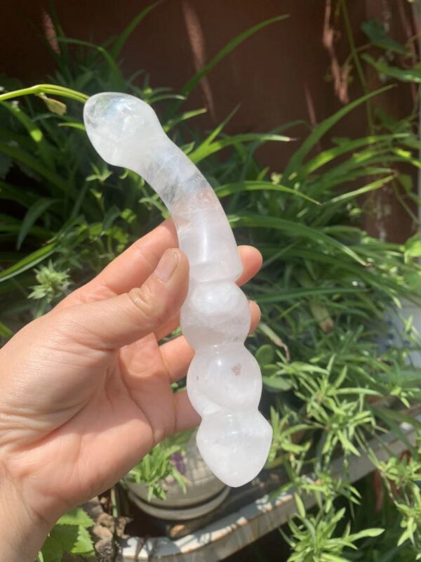 天然白水晶原石雕刻水晶按摩棒 - 图片 5