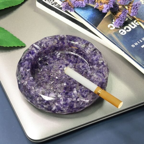 树脂混能量水晶碎石菱面烟灰缸收纳盒客厅办公室桌面水晶创意摆件 - 图片 3