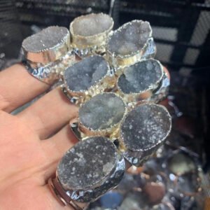 天然能量水晶 天然粉晶石头玛瑙晶牙戒指跨进专供灵气师手工