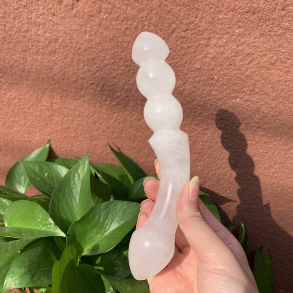 天然白水晶雕刻原石打磨水晶按摩棒 - 图片 2
