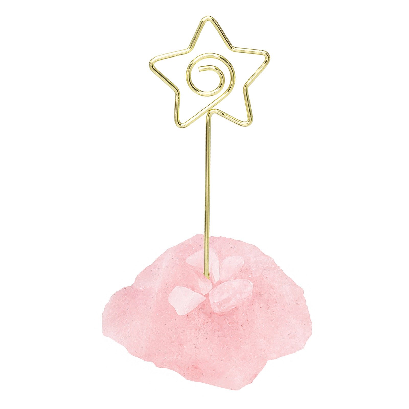 天然粉晶原石底创意金属图案便签夹 立式ins风简约卡片留言照片夹 天然粉晶原石底创意金属图案便签夹 立式ins风简约卡片留言照片夹 - 图片 3