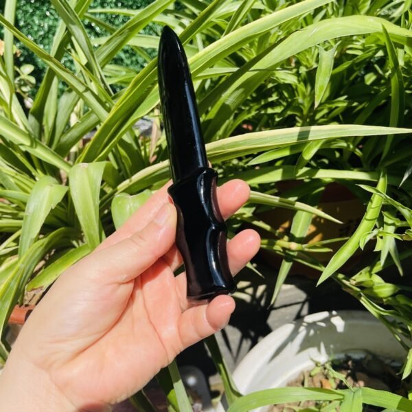 天然黑曜石水晶雕刻匕首 家居办公装饰摆件供应 - 图片 3