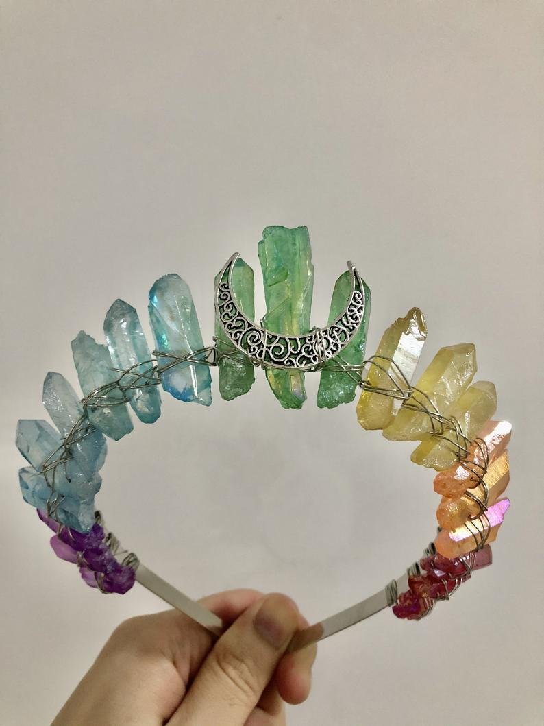 新款欧美风水晶皇冠头饰 天然石头灰色发饰 女巫风人工发箍 仪式工具 新款欧美风水晶皇冠头饰 天然石头灰色发饰 女巫风人工发箍 仪式工具 - 图片 12