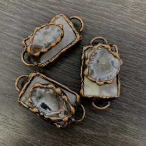 天然能量水晶 复古风个性玛瑙晶牙方块吊坠纯手工包边电镀  产品灵气师手工