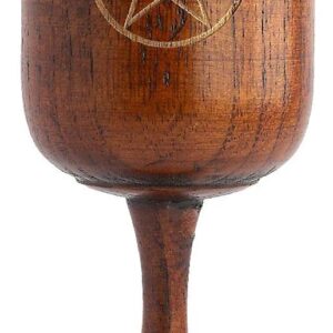 五芒星三相月圣杯 木质高脚杯 Wicca摆件 wooden cup