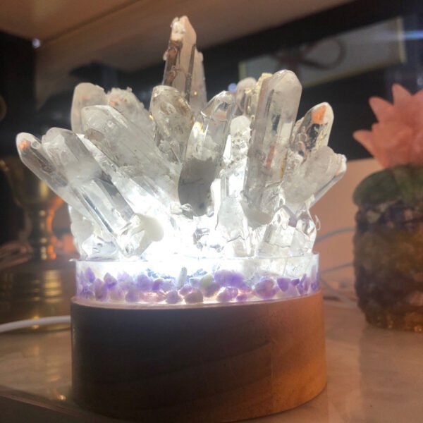 天然白水晶柱手工制作晶簇小夜灯 - 图片 4