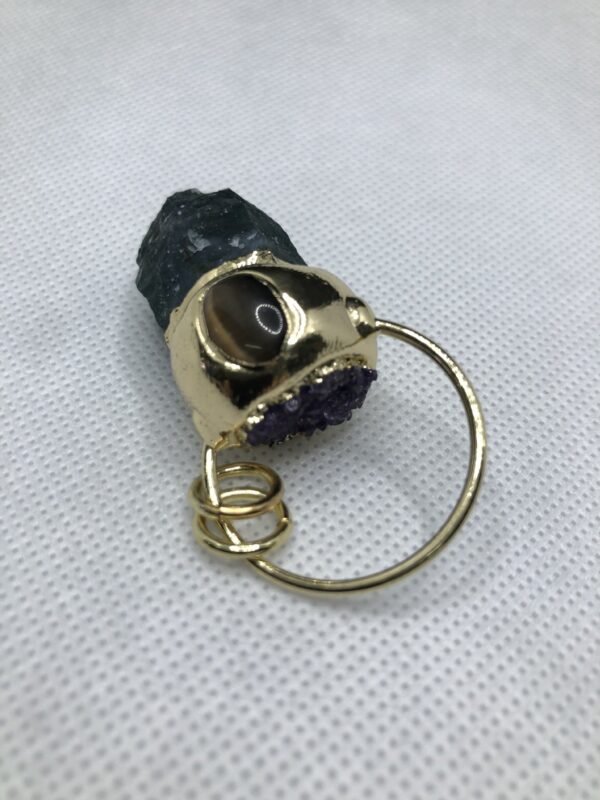 天然能量水晶 个性印度玛瑙吊坠纯手工包边电镀  饰品配件灵气师手工 - 图片 6