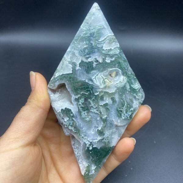 天然水草玛瑙火苗菱形创意摆件水晶小摆件桌面摆件手工雕刻件装饰 - 图片 4
